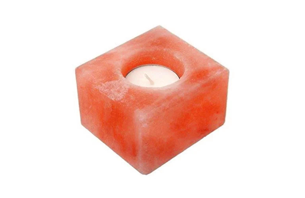 pink himalayan salt candle holder